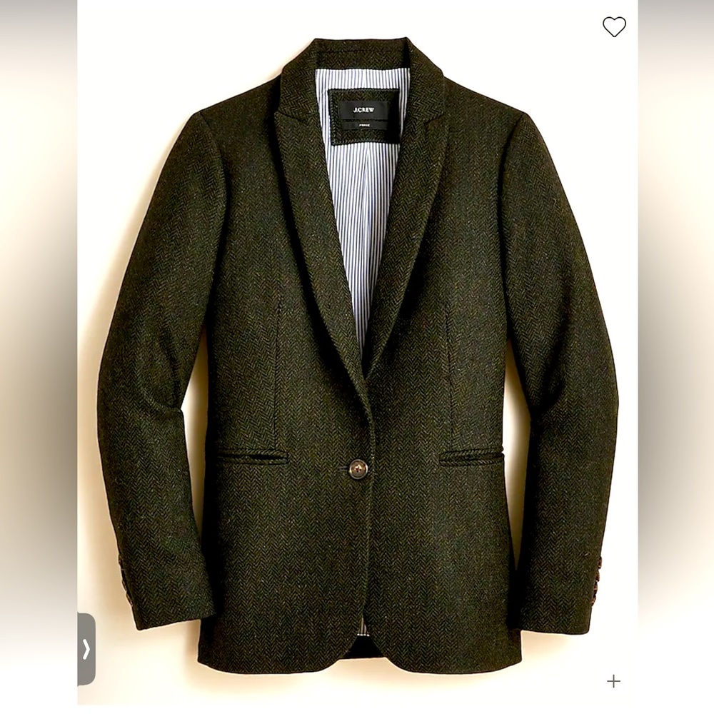J.Crew dark pine green herringbone Parke blazer size 8